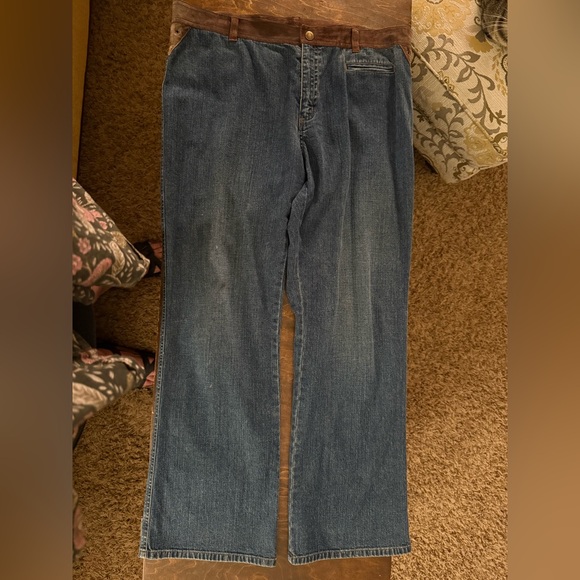 Vintage Lauren Ralph Lauren Jeans Womens reg 10 Blue Western Leather Trim - Picture 1 of 10